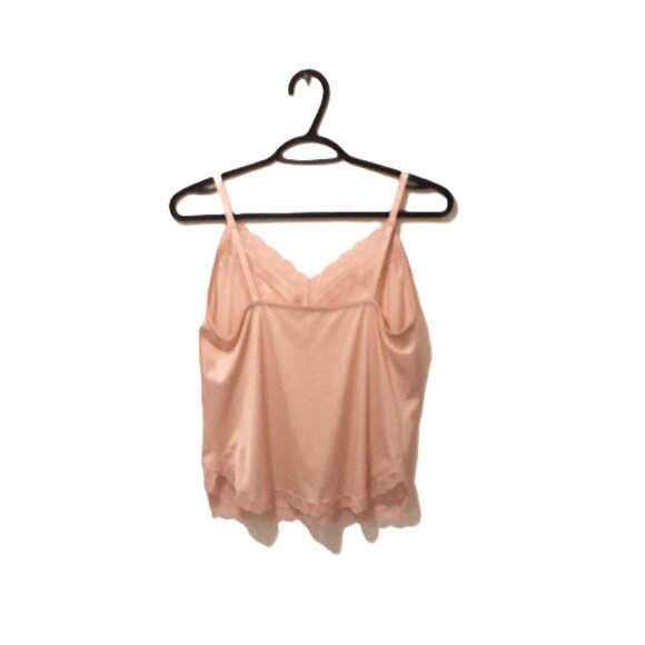 Vintage Bari Peach Nylon Camisole 1960s–70s Union Made Lingerie Top Lace Trim M - Picture 4 of 6